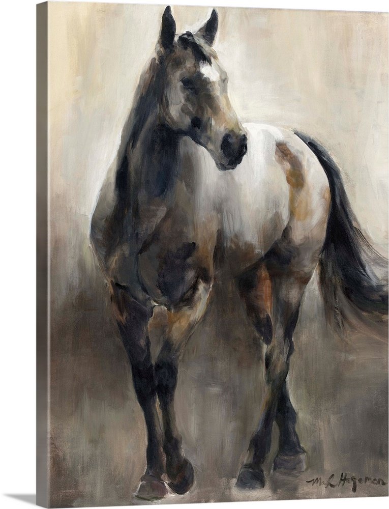 Earthen Grace: A Rustic Impressionist Horse Canvas Painting for Your Home