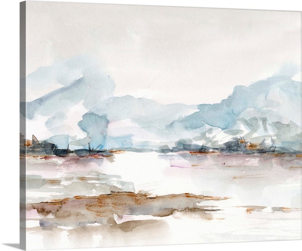 Shoreline Haze: A Minimalist Abstract Bathroom Wall Art Print