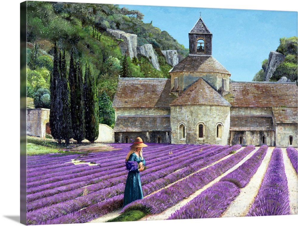 A Moment in Provence: A Rustic Lavender Landscape Canvas Painting