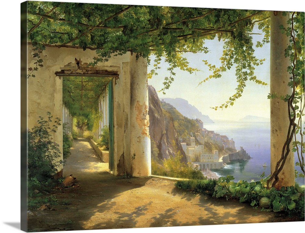 Mediterranean Escape: An Elegant Landscape Bathroom Wall Art Painting