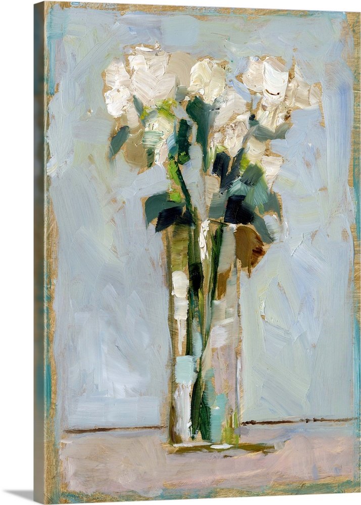 Gilded Bouquet: A Classy Floral Still Life for Bathroom Wall Art