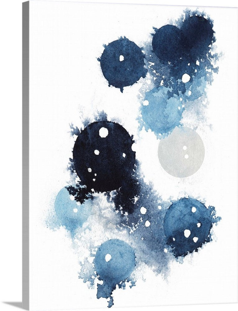 Indigo Cascade: A Modern Abstract Watercolor for Bathroom Wall Art