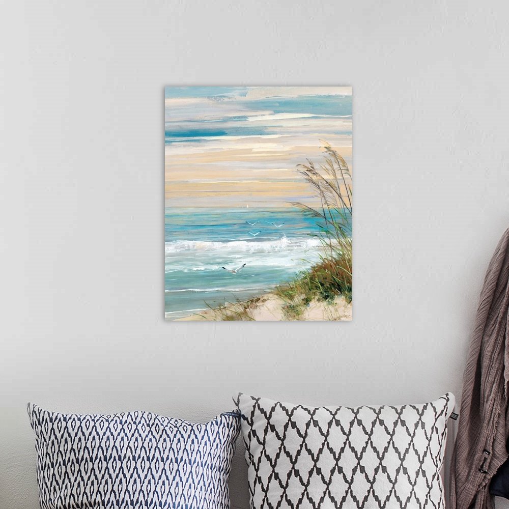 Dune Serenity: A Calming Coastal Beach Scene Wall Art for Your Home