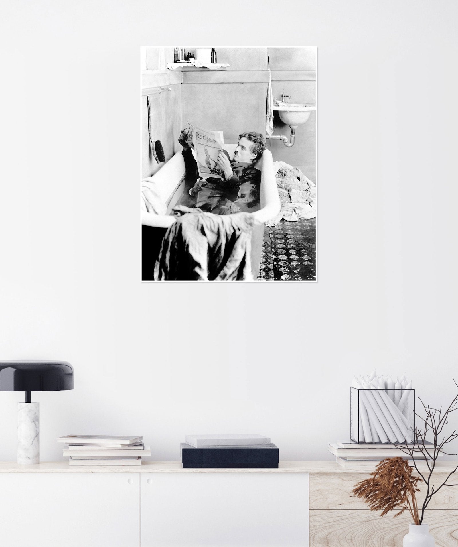 Chaplin's Bath: An Iconic Vintage Comedy Star Wall Art Print