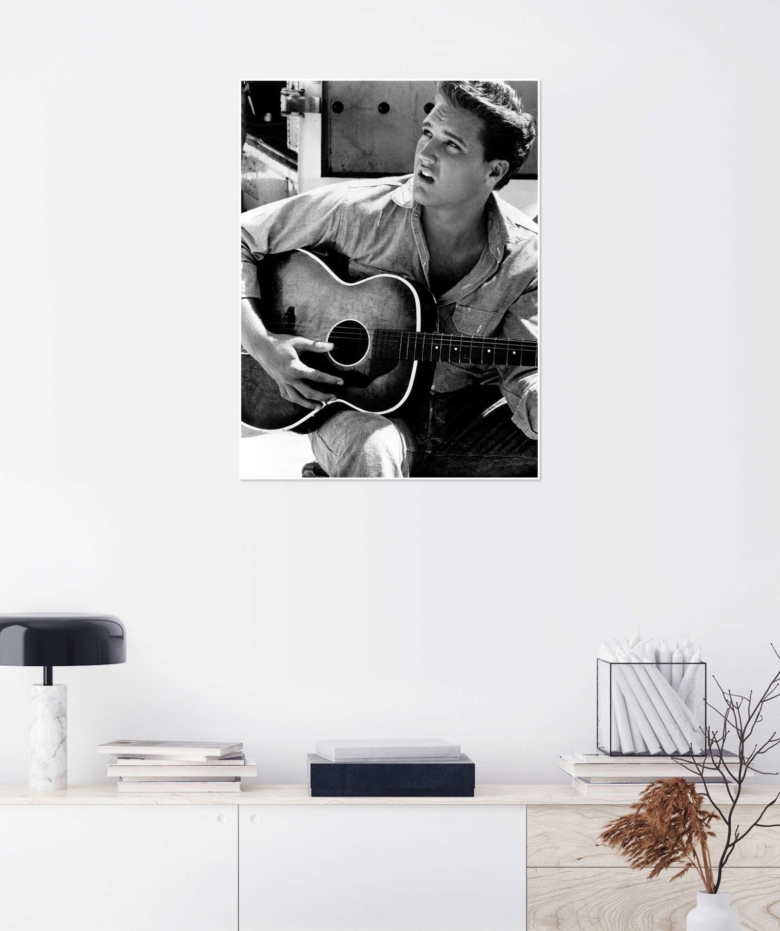 The King in Denim: An Iconic Vintage Elvis Presley Wall Art Print