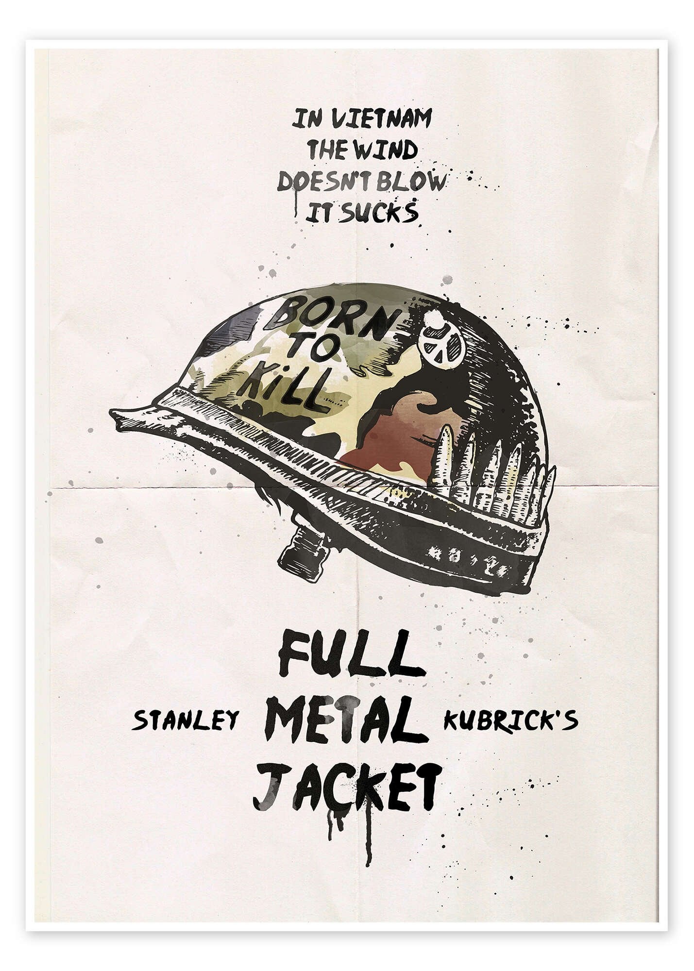 The Duality of Man: A Minimalist Full Metal Jacket Movie Wall Art