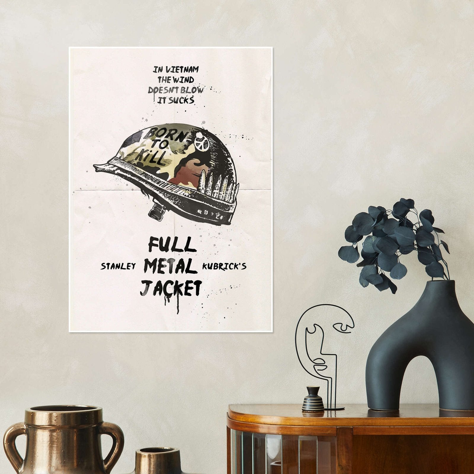 The Duality of Man: A Minimalist Full Metal Jacket Movie Wall Art