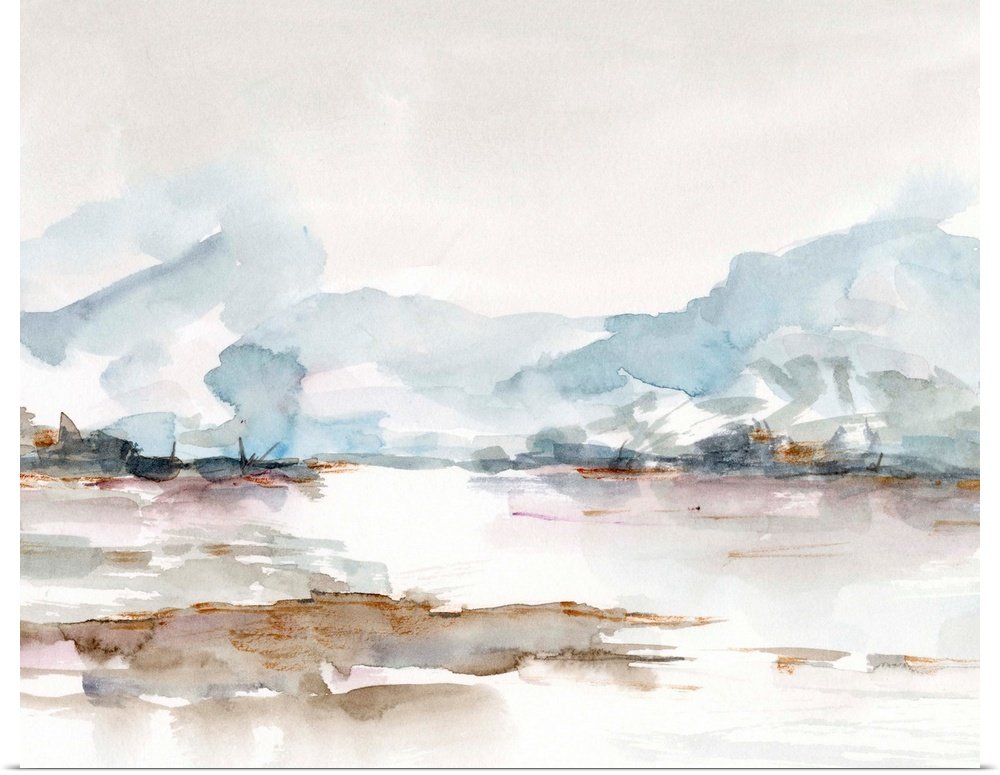 Shoreline Haze: A Minimalist Abstract Bathroom Wall Art Print