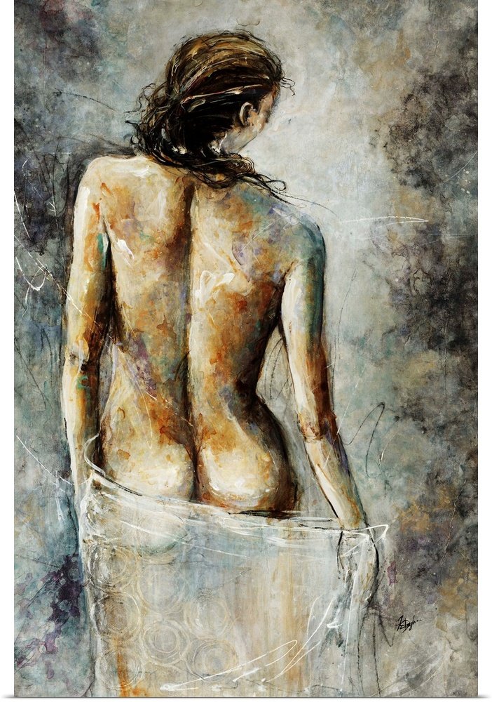 Introspective Form: An Elegant Abstract Bathroom Wall Art Painting