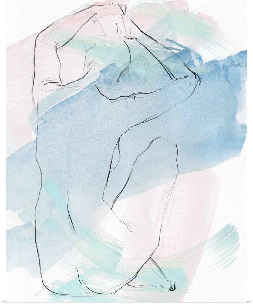 Pastel Embrace: A Romantic Abstract Portrait for Bedroom Wall Art