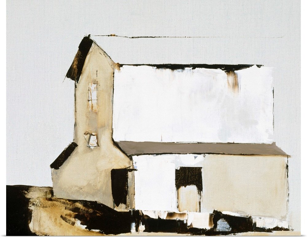 The White Barn: A Modern Farmhouse Bathroom Wall Art Painting