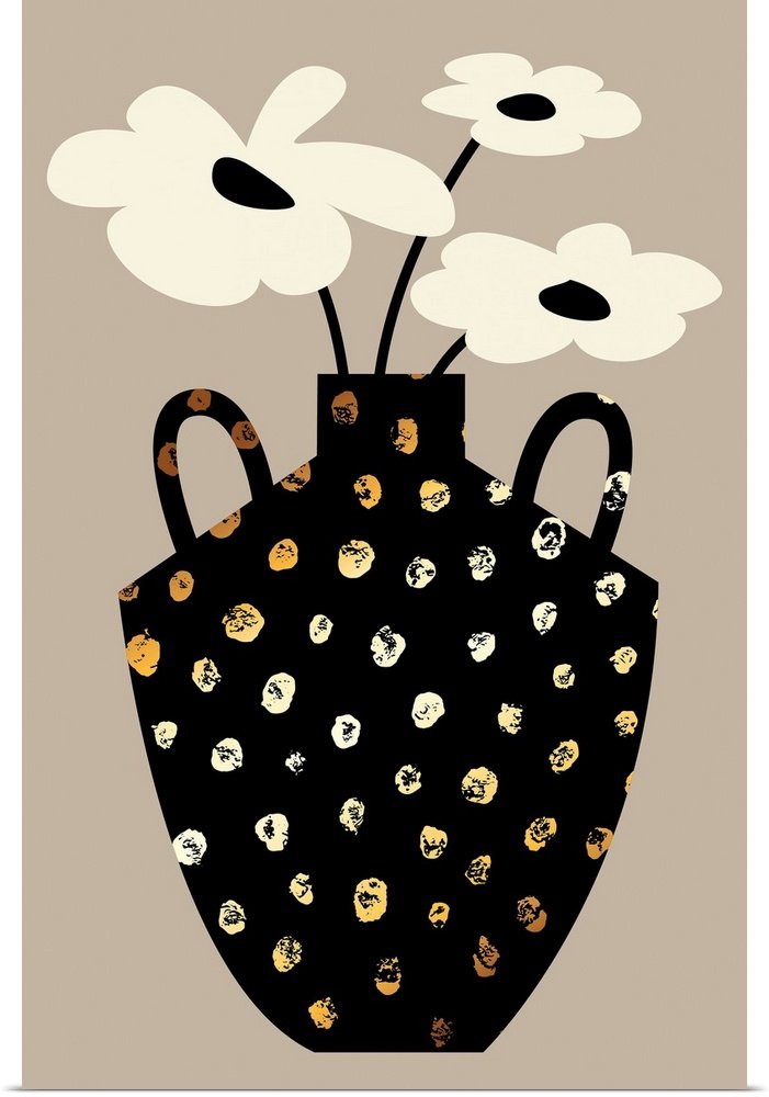 Spotted Harmony: A Boho Chic Neutral Bedroom Wall Art Print