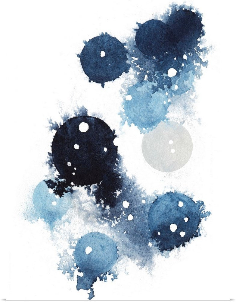 Indigo Cascade: A Modern Abstract Watercolor for Bathroom Wall Art