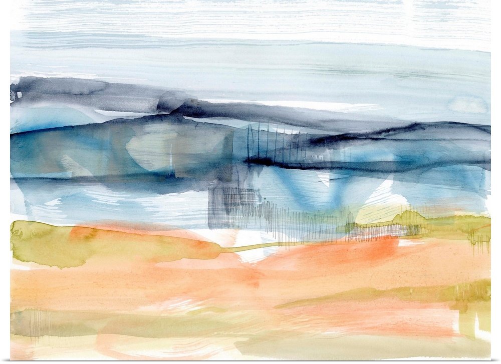 Horizon Drift: A Modern Landscape Wall Art for Living Room Decor