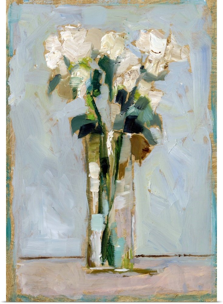 Gilded Bouquet: A Classy Floral Still Life for Bathroom Wall Art