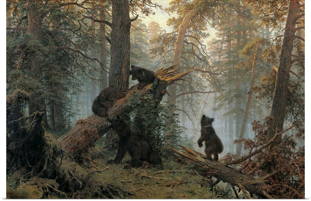 Morning in the Pine Forest: A Famous Vintage Bear Canvas Painting
