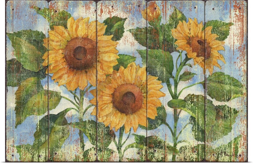 Sunshine on Wood: A Rustic Farmhouse Floral Wall Art for Your Home