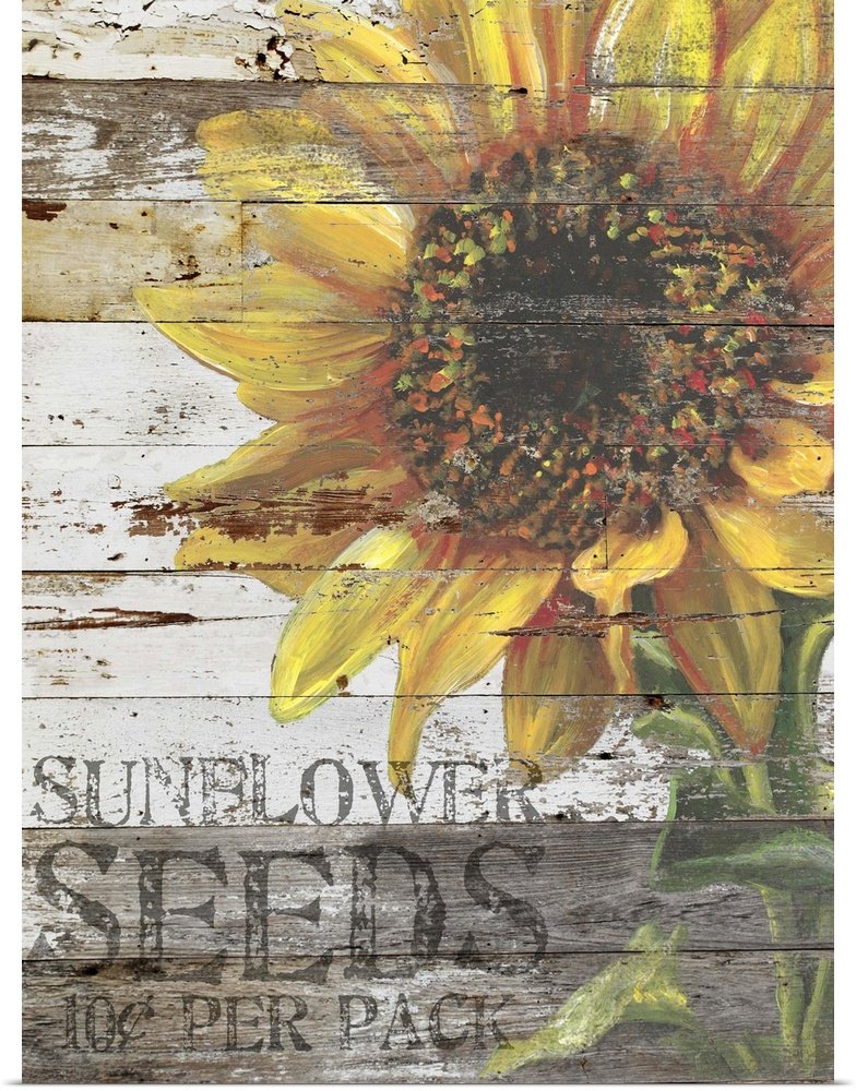 Country Sunshine: A Rustic Farmhouse Flower Canvas Painting for Your Home