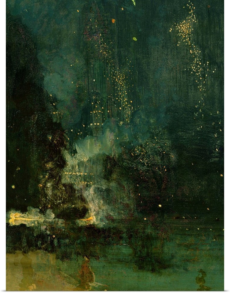 Nocturne in Black and Gold: A Vintage Abstract Masterpiece Canvas Painting