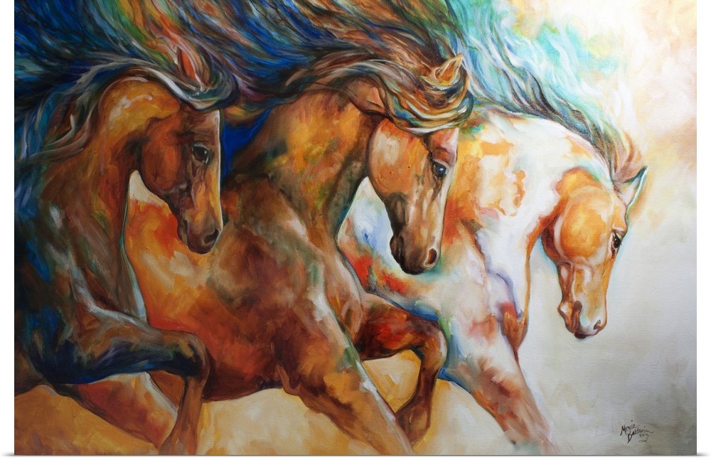 Abstract Horse Wall Art - Untamed Harmony Large Canvas Painting