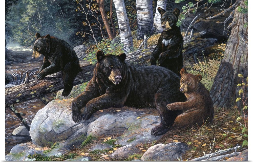 Forest Family: A Heartwarming Wildlife Bear Wall Art for Your Home