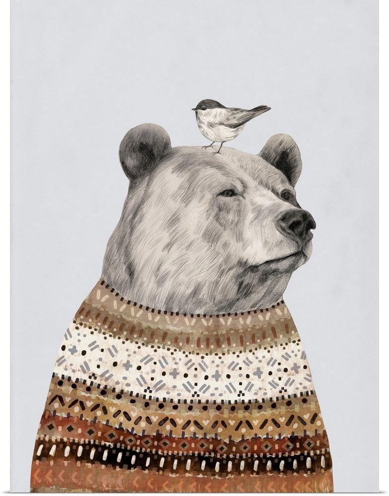 The Forest Friends: A Whimsical Rustic Bear Wall Art for Your Cabin