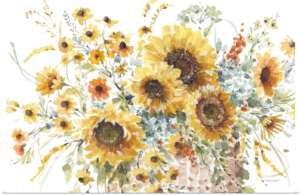 Sunshine Harvest: A Cheerful Farmhouse Flower Canvas Painting