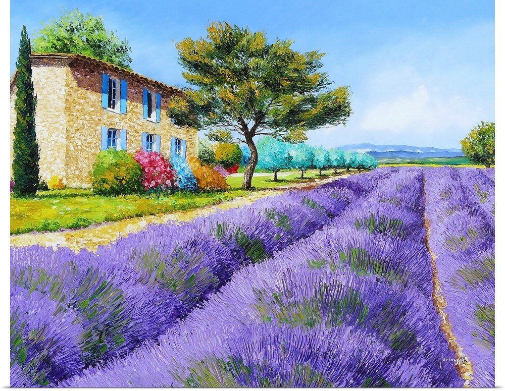 Provence Hideaway: A Cheerful Rustic Lavender Canvas Painting