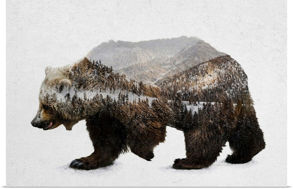 Spirit of the Mountain: A Modern Wildlife Bear Wall Art