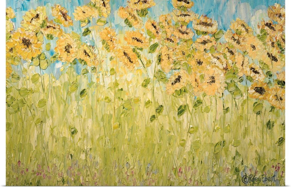 Sunflower Breeze: A Light Impressionist Flower Canvas Painting