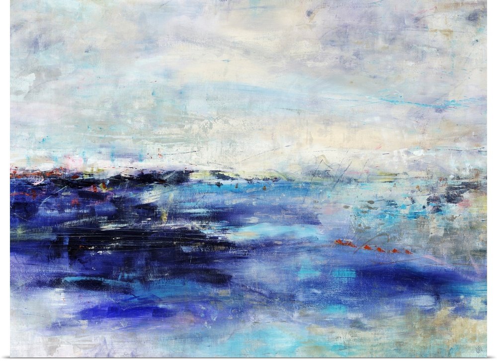 Indigo Depths: A Moody Abstract Seascape Canvas Painting for Your Wall