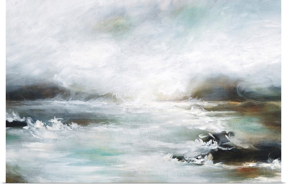 Stormy Tides: A Dramatic Abstract Seascape Canvas Painting