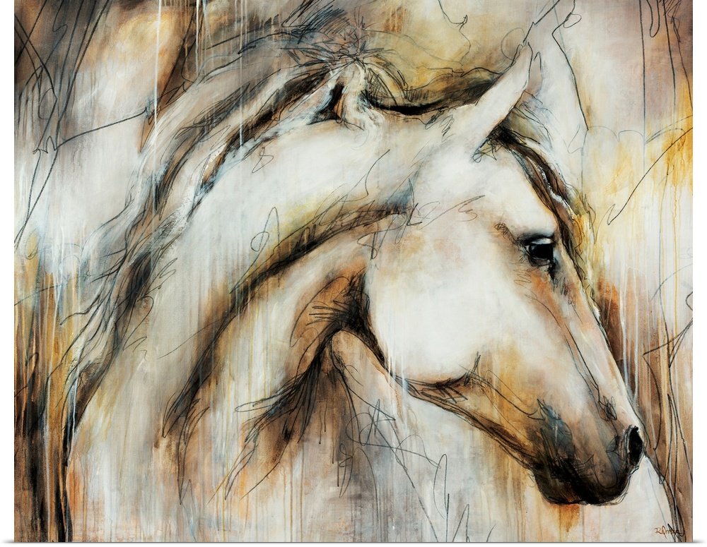 Noble Spirit: A Dynamic Abstract Horse Canvas Painting for Your Home