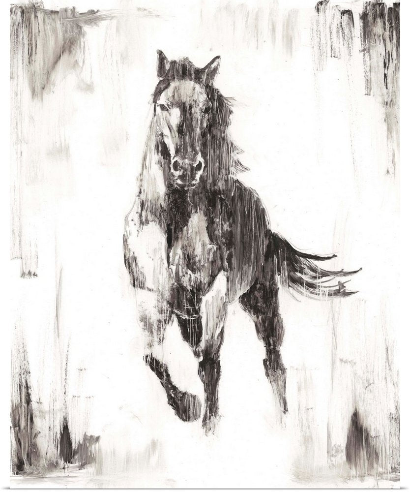Phantom Gallop: A Modern Minimalist Horse Canvas Painting