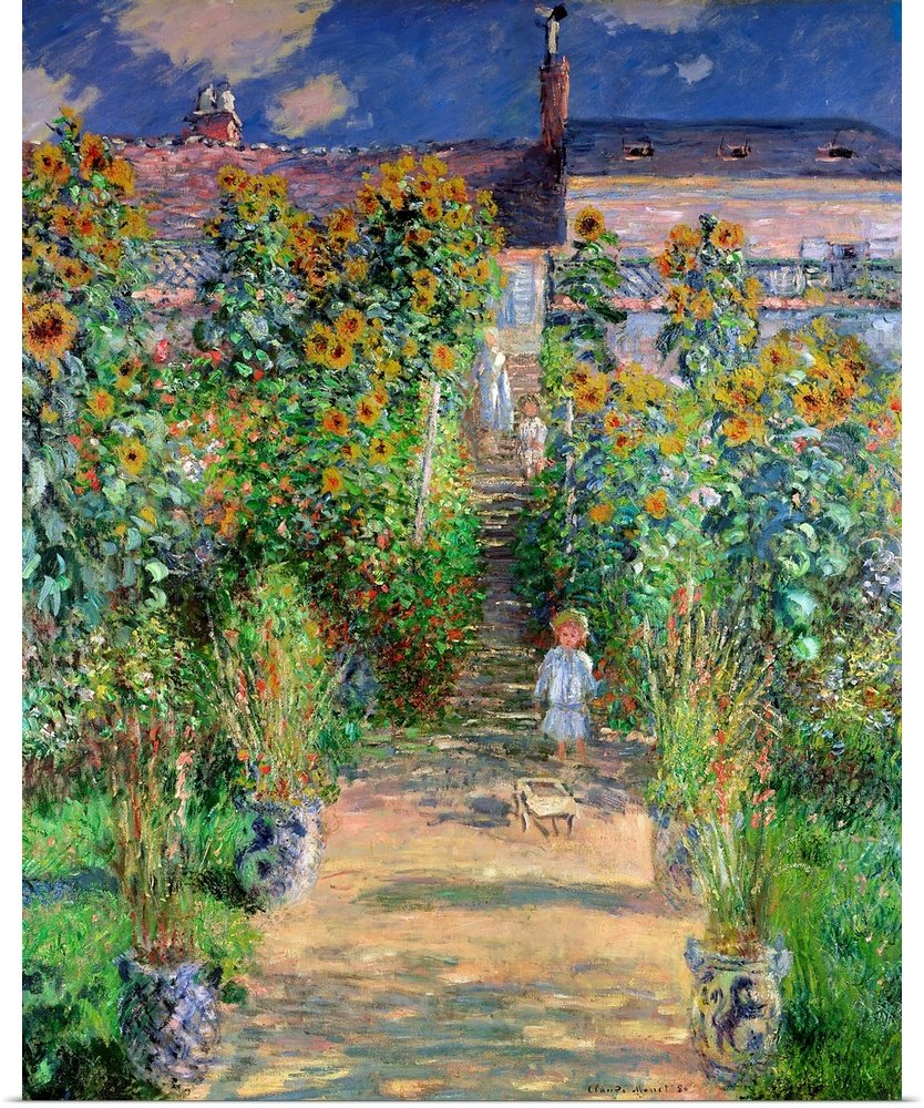 Monet's Garden Path: A Classic Impressionist Flower Canvas Painting