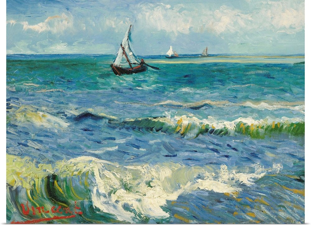 The Living Sea: A Famous Vintage Seascape Canvas Painting by Van Gogh
