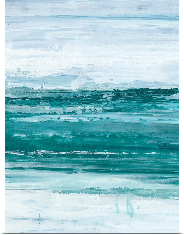 Teal Horizon: A Refreshing Abstract Landscape Canvas Painting