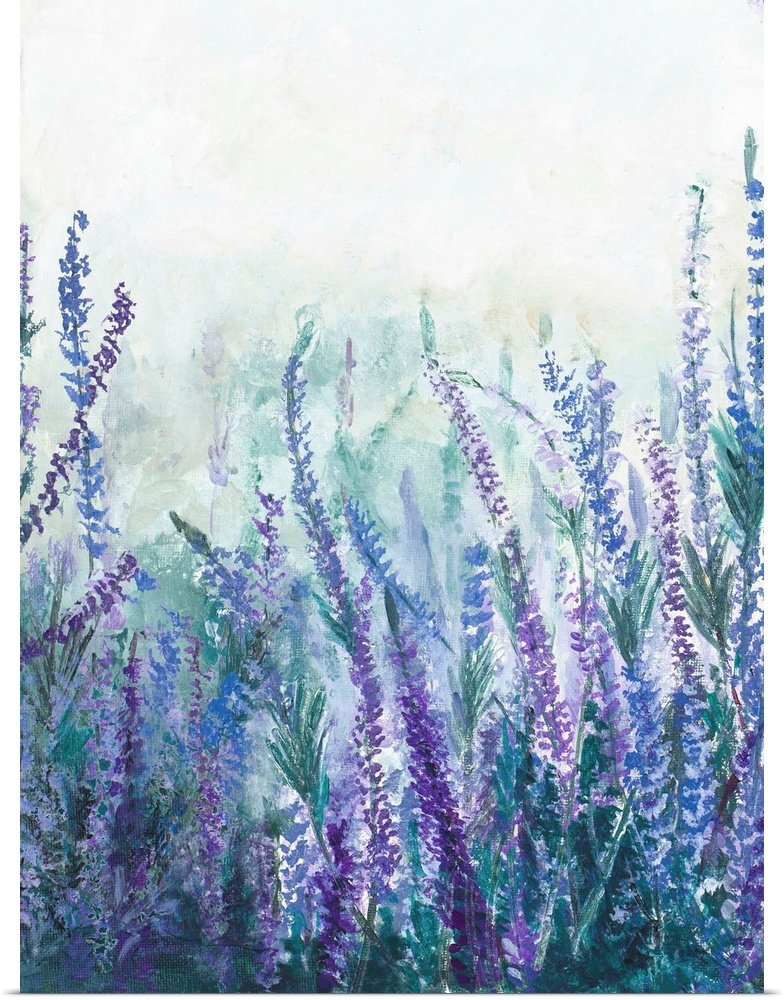 Mist of Lavender: A Serene Abstract Floral Canvas Painting