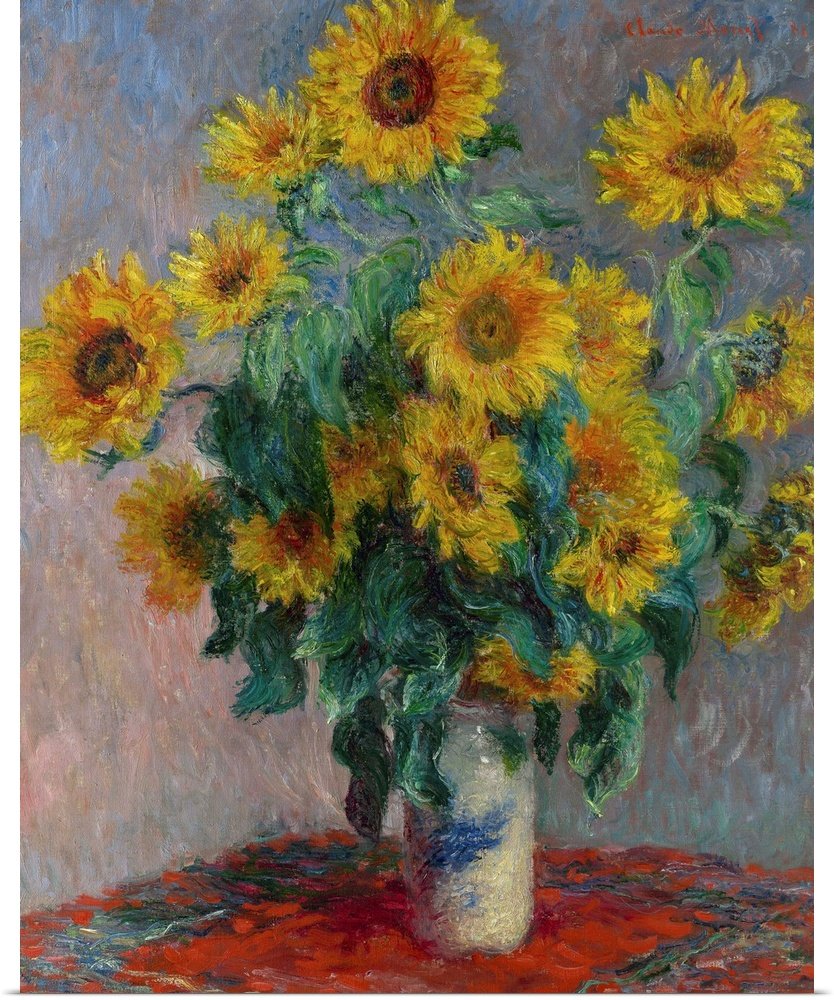 Monet's Sunflowers: A Classic Impressionist Flower Canvas Painting