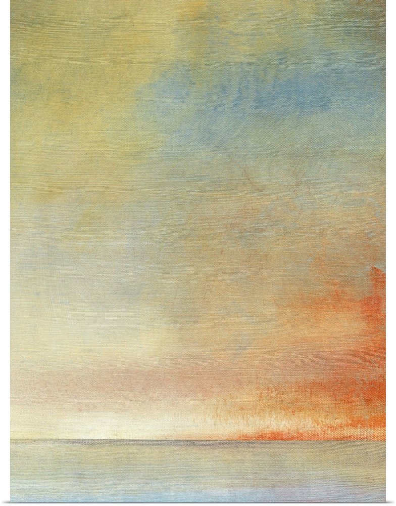 Horizon's Breath: A Serene Abstract Landscape Canvas Painting