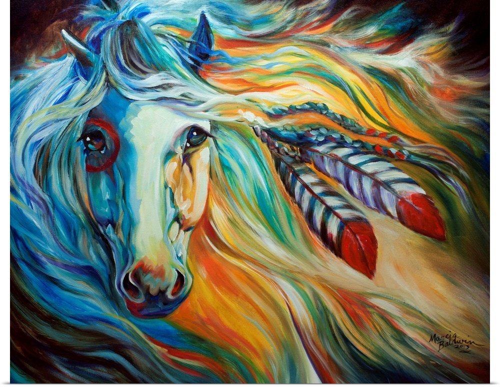 Spirit Wind: A Vibrant and Soulful Abstract Horse Canvas Painting