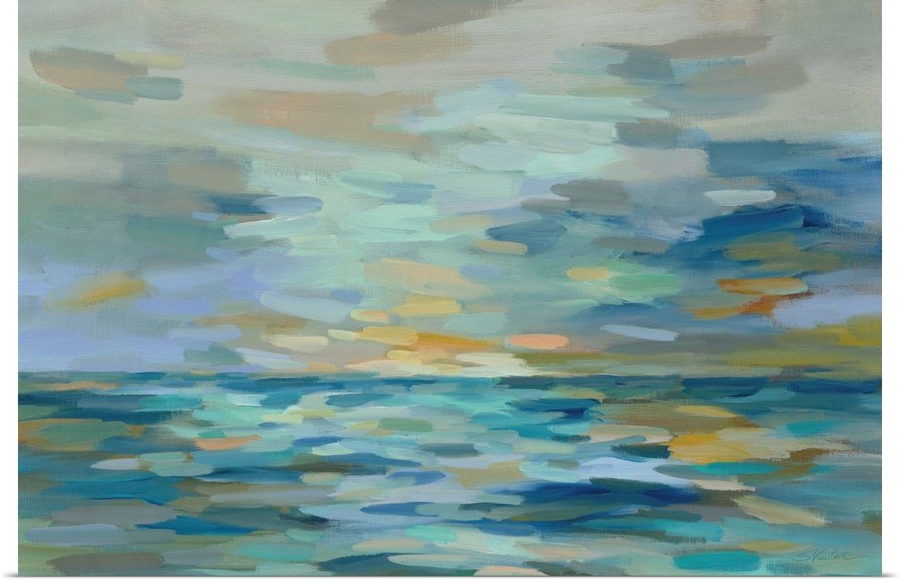 Coastal Impressions: A Serene Abstract Seascape Canvas Painting