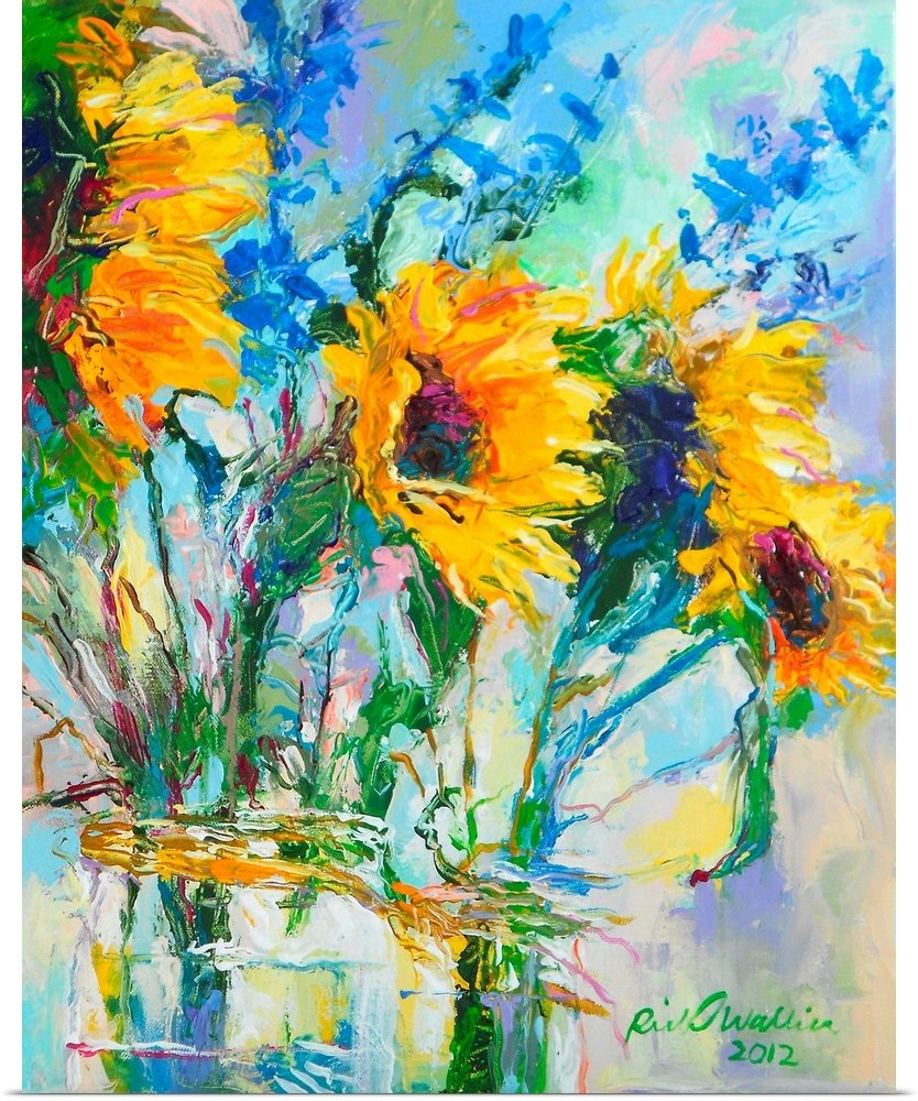 Sunburst Bouquet: A Vibrant Abstract Flower Canvas Painting