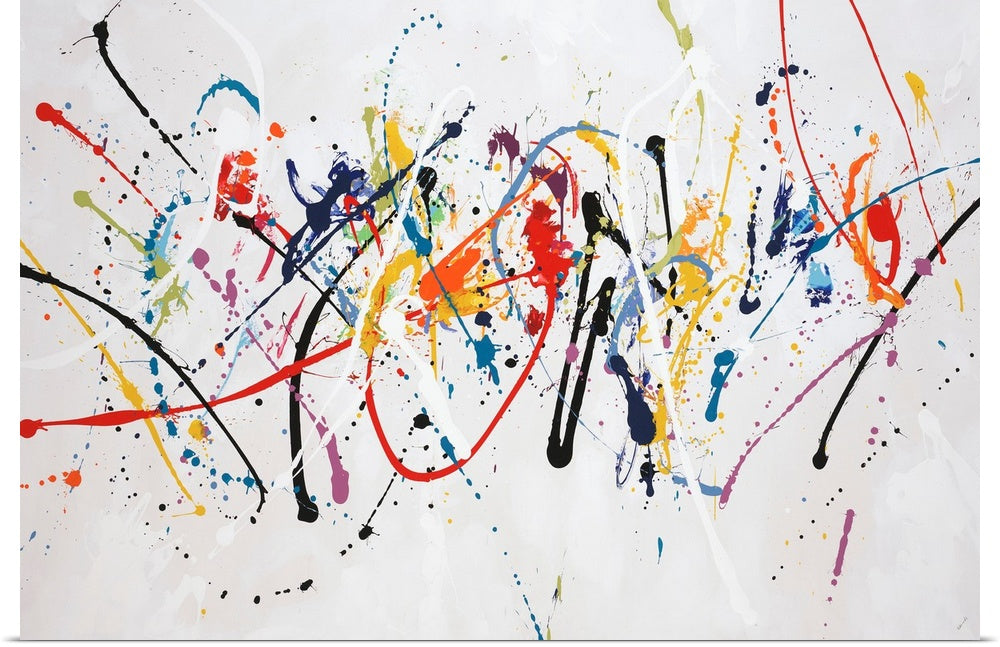 Kinetic Splash: A Modern Colorful Abstract Canvas Wall Art Painting