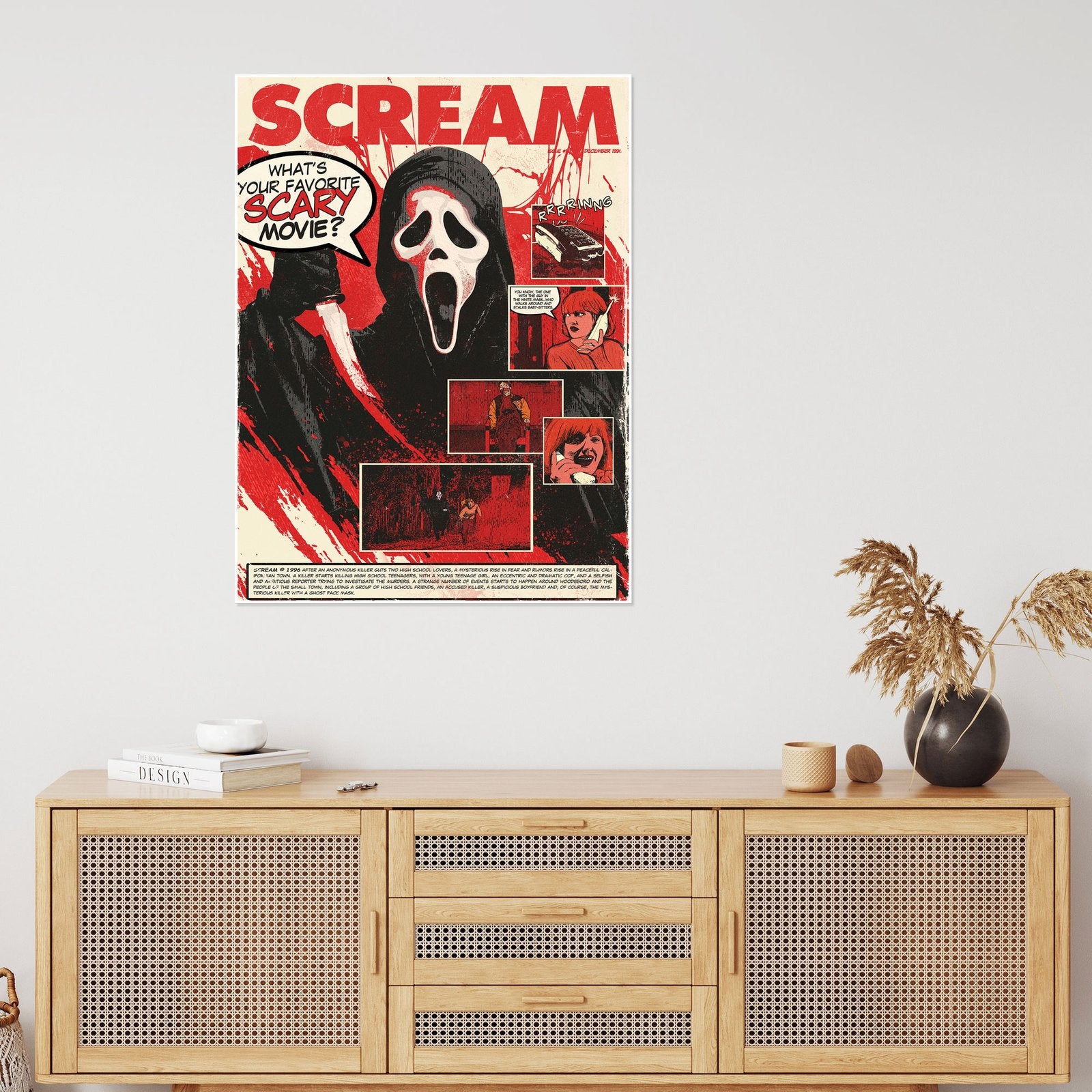 The Final Call: A Vintage Comic-Style Scream Movie Wall Art
