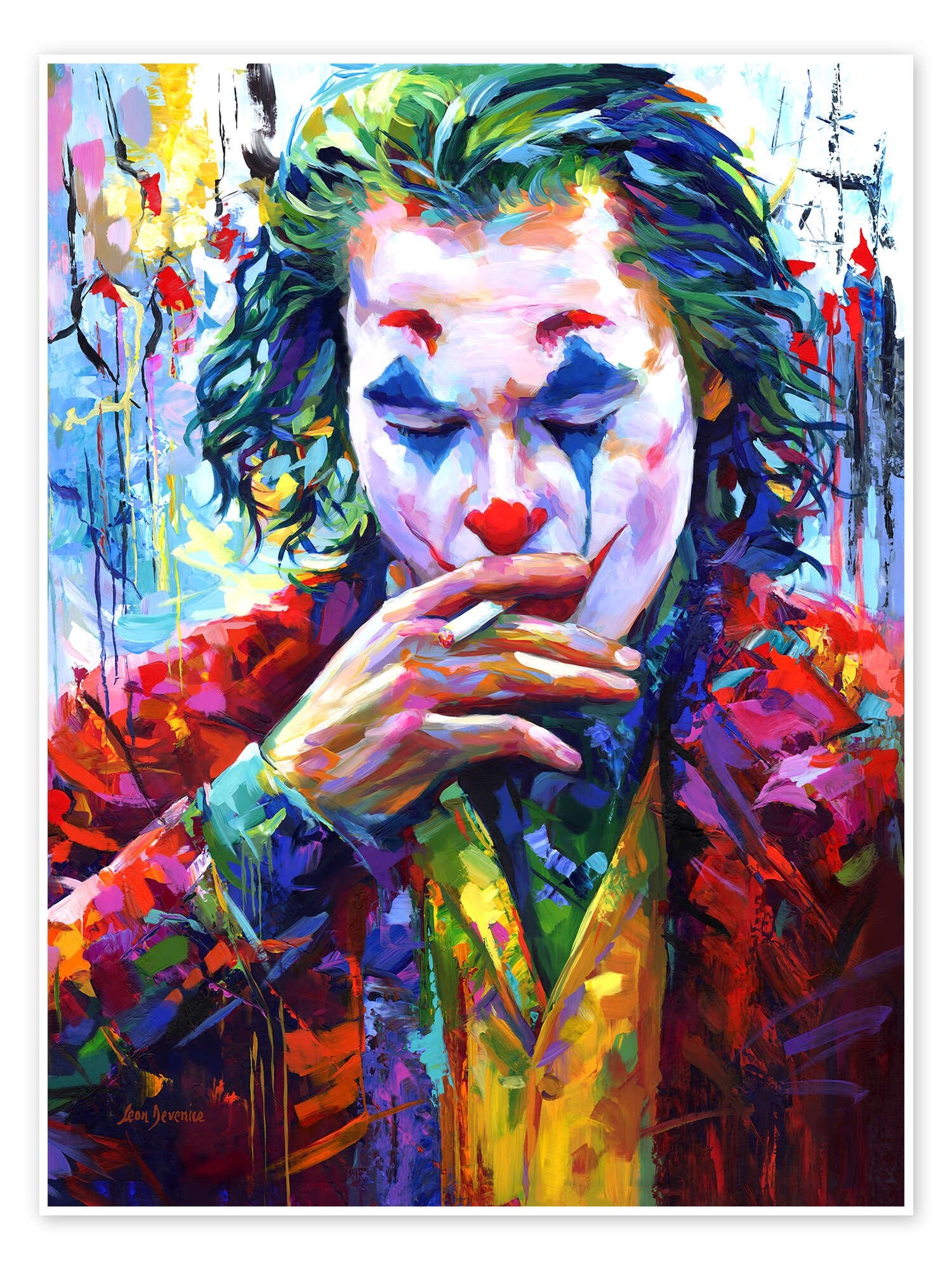 The Quiet Chaos: An Abstract Joker Movie Canvas Painting