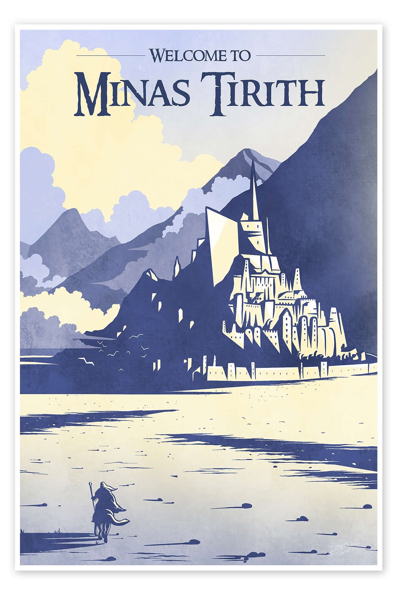 Minimalist LOTR Art - Welcome to Minas Tirith Travel Poster