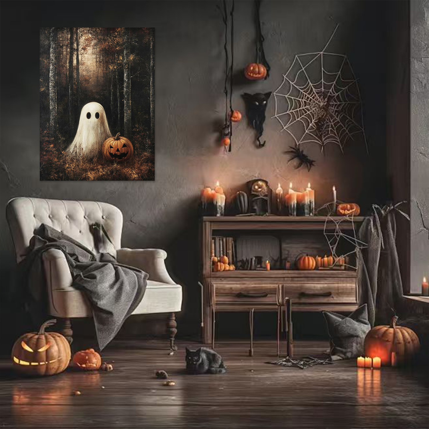 Forest Spirit: A Classic Vintage Halloween Canvas Painting