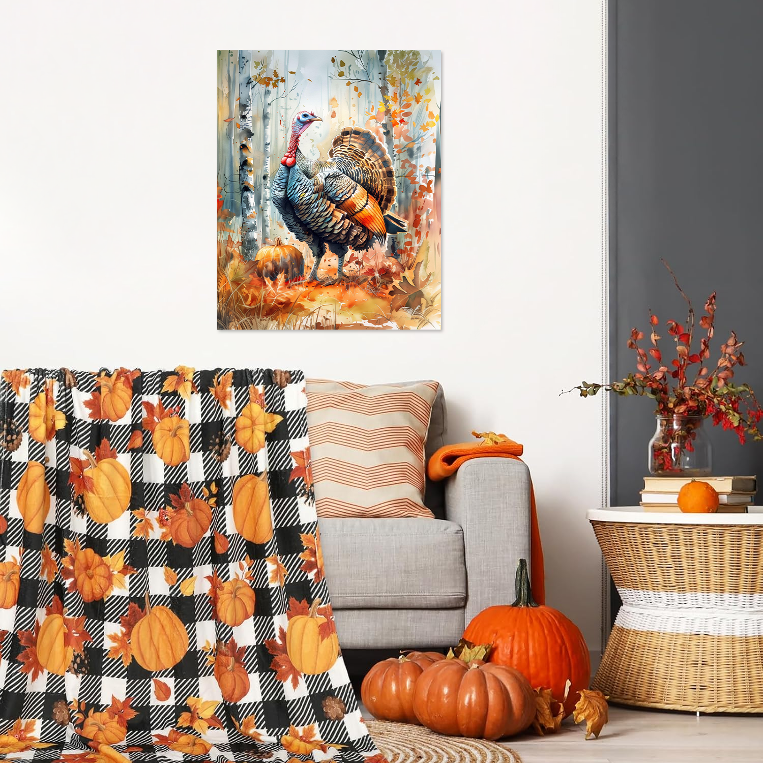 Thanksgiving Turkey Art - The Autumn Warden Watercolor